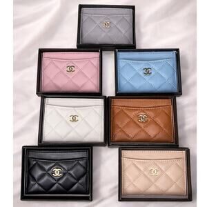 Chanel Beaute Luxury Quilted Leather Card Holder (Choose one Color)